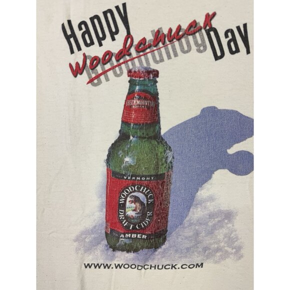 Vintage Y2K Happy Woodchuck Day Draft Cider Amber Alcohol Beer White Promo XL - Picture 4 of 11